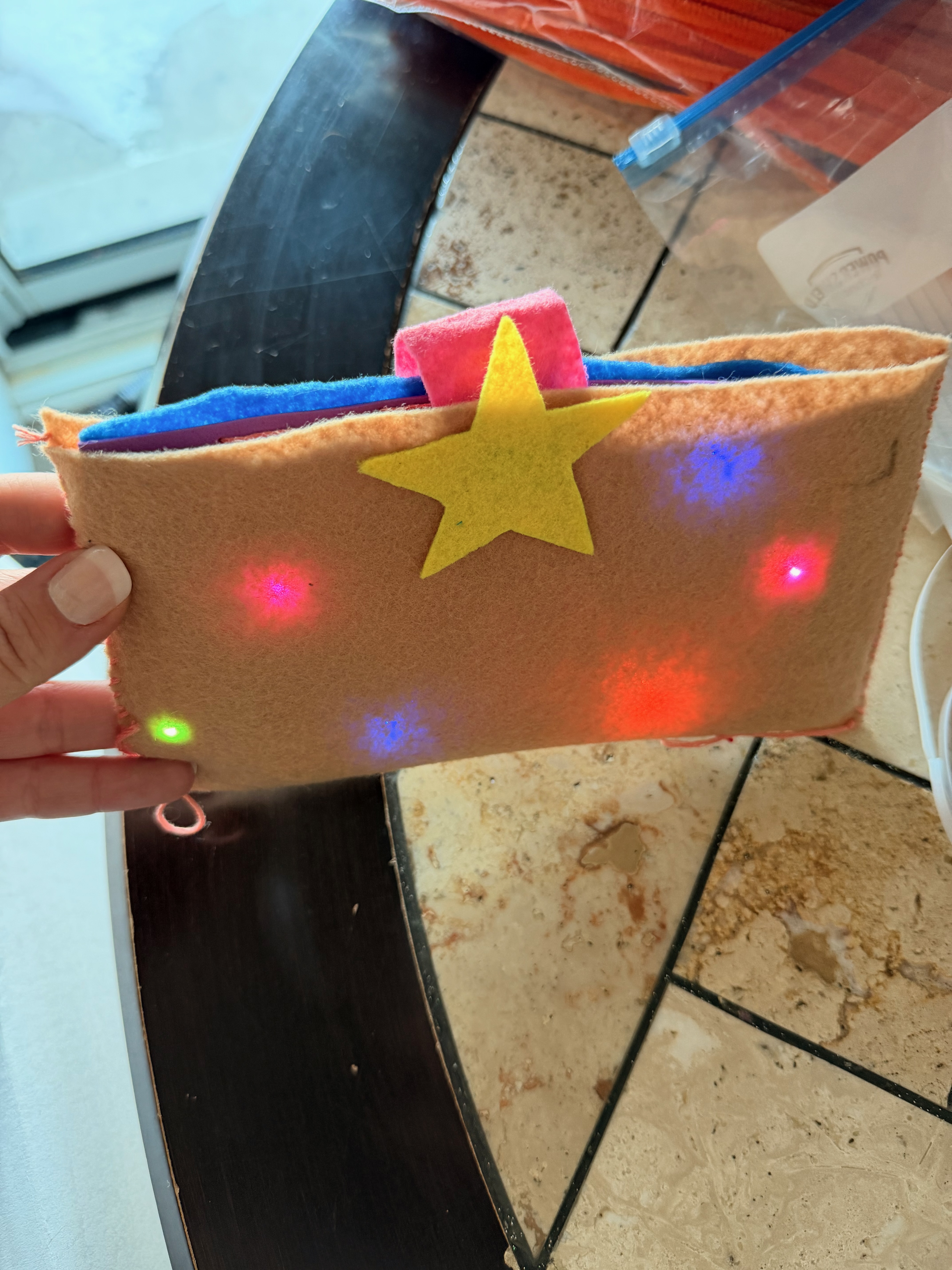 Detail of wearable component placement and attachment.