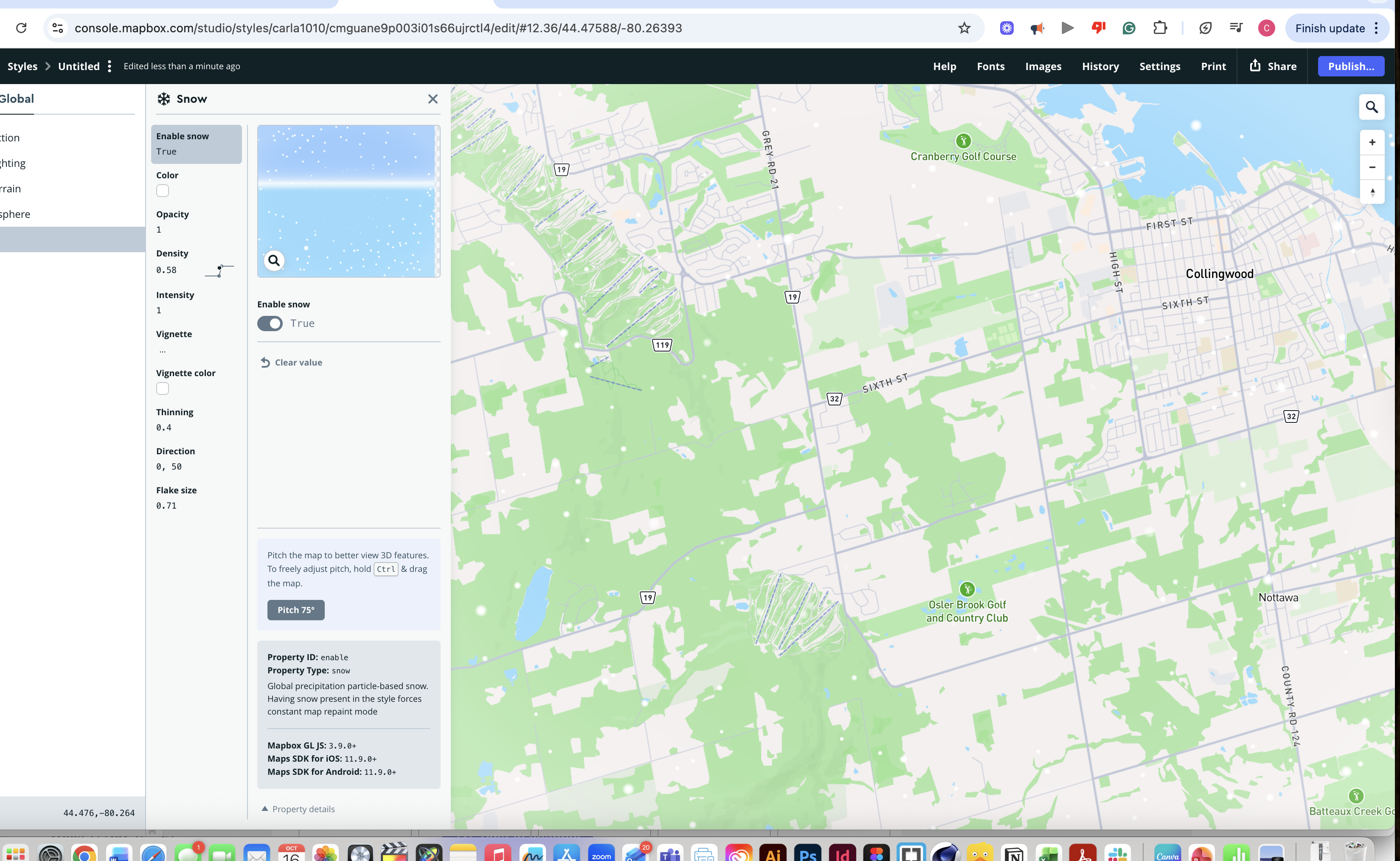 The snow feature is disabled to show the map’s appearance without any weather effects.